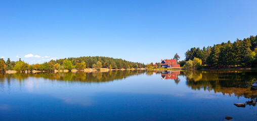 Obraz premium Gölcük Lake is an artificial reservoir lake located 13 kilometers south of Bolu city center.
