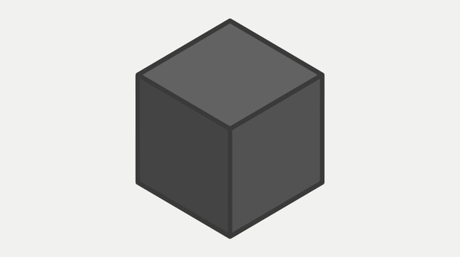A minimalist geometric cube icon displayed in an isometric perspective.
