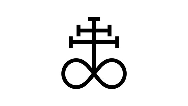 Leviathan cross symbol, black isolated vector silhouette