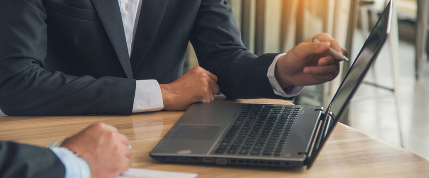 Banner business person meeting Diversity multiethnic team group of business people Present meeting conference room brainstorm. Asian Teamwork collaborate private equity trust partner copy space