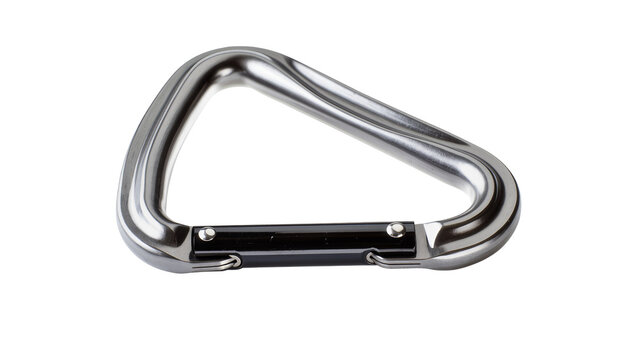 Silver metal carabiner with black gate clip
