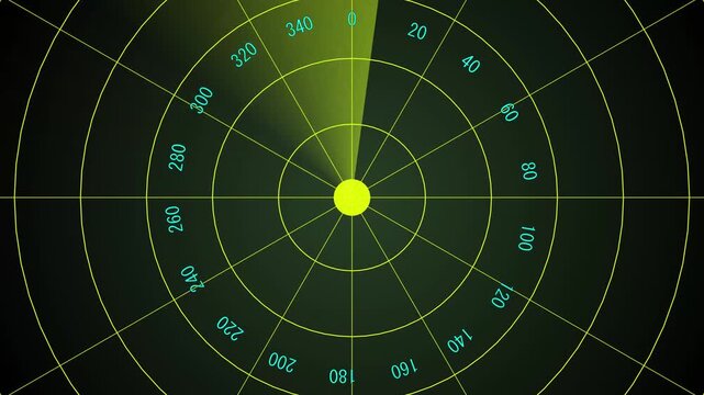 Radar screen animation on black background. Signal transmitted sonar radar Format quick time alpha animation. 4k animation video...