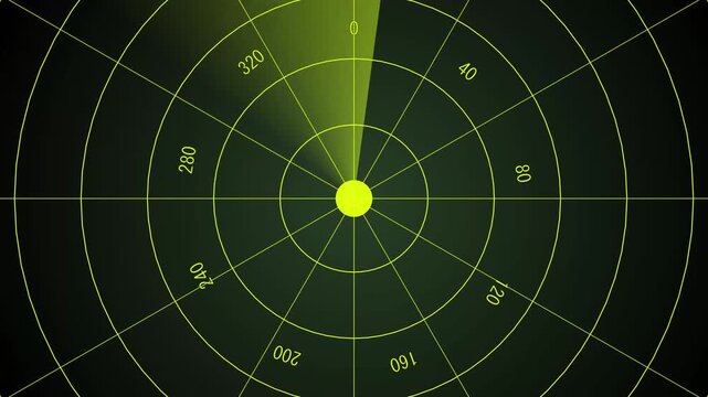 Radar screen animation on black background. Signal transmitted sonar radar Format quick time alpha animation. 4k animation video...