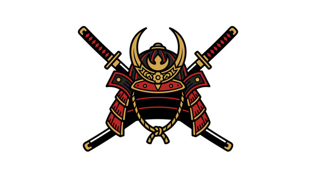 Samurai Armor and Crossed Swords Illustration.
