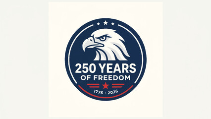Obraz premium United States 250 Years of Freedom Commemorative Bald Eagle Vector Badge 1776-2026