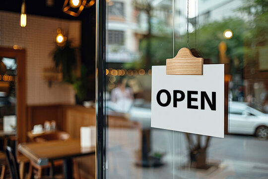 open sign hanging outside a restaurant, store, office or other