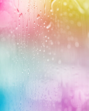 water droplets delicately on a blurred glass surface, Soft Pastel Gradient