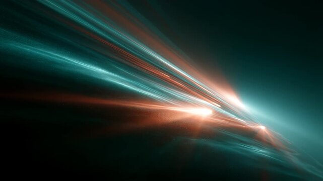 Orange and Teal Light Streaks Speed Motion Abstract 4K Background