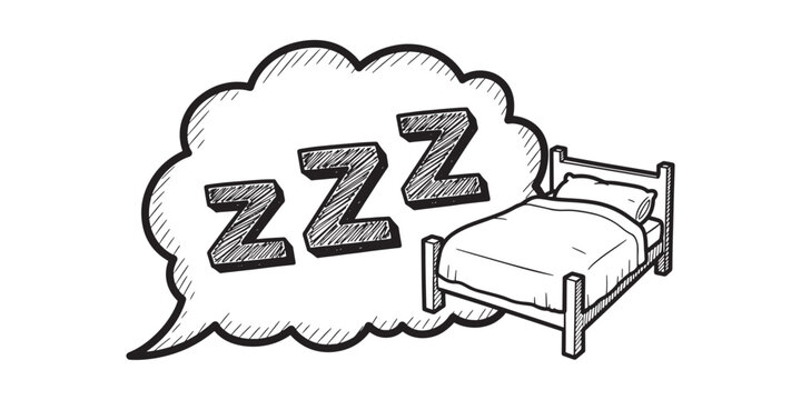 Sleep Doodle Vector Illustration Snoring Bed Cartoon Icon