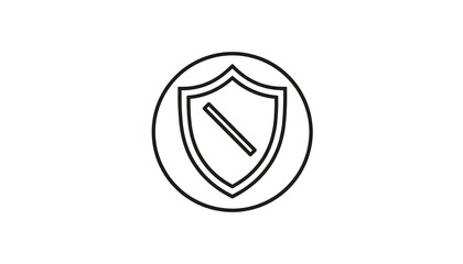 Fototapeta premium Minimal Black Shield Symbol Centered in Circular Outline on Light Gray Background