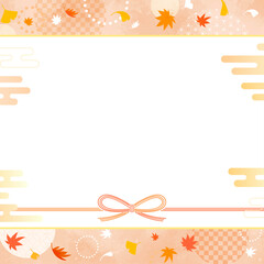 Fototapeta premium 秋の和風水引四角フレーム_正方形