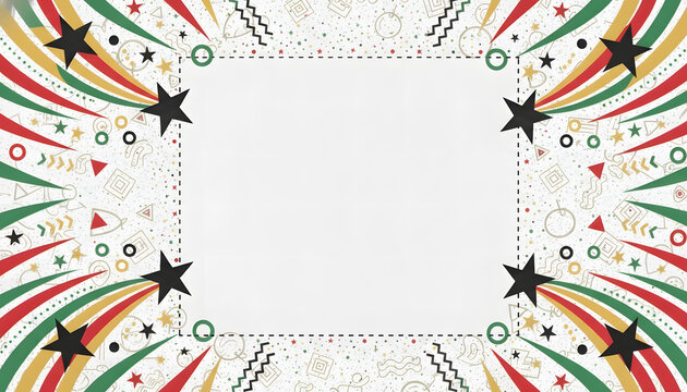 Festive Juneteenth Celebration Background Featuring Vibrant Red Green Black Colors and Decorative Stars for Freedom Commemoration