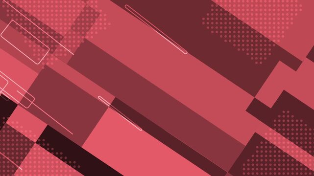 Abstract geometric background with overlapping rectangles dotted halftone patterns and angular lines animation