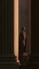 Fototapeta premium Justice embodied a timeless neoclassical vision bathed in golden light serene and powerfully symbolic art