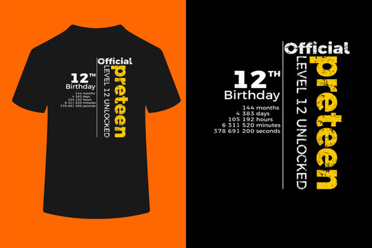 12th Birthday - Official Preteen Level 12 Unlocked Funny T-Shirt
