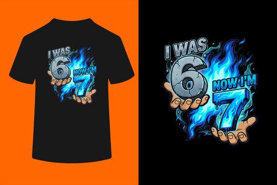 Kids I was 6 Now I'm 7 7th Birthday 6 7 Birthday Boys T-Shirt
