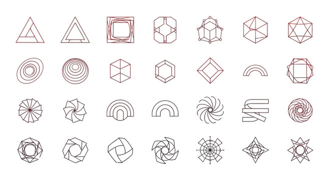 Geometric shapes icons set.