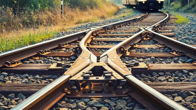 Switching or turning on a railway track.