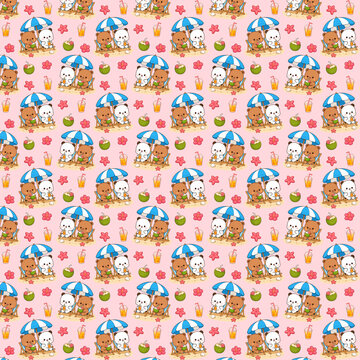 seamless pattern bubu dudu summer