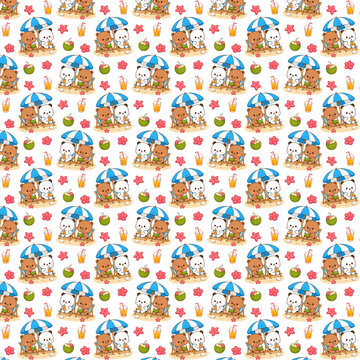 seamless pattern bubu dudu summer