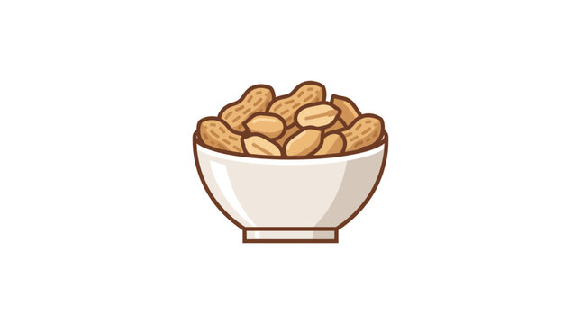 A bowl of fresh peanuts in shells vector illustration