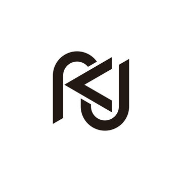letter rkj simple linked geometric logo vector