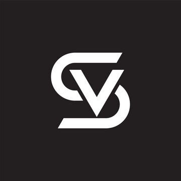 letter sv simple geometric linear logo vector