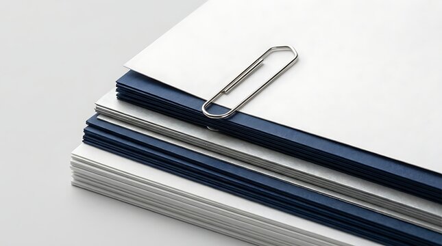 Stack of Papers Held Together by a Silver Paperclip.