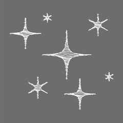 Obraz premium White Sparkling Hand Drawn Stars and Shine Symbols Set
