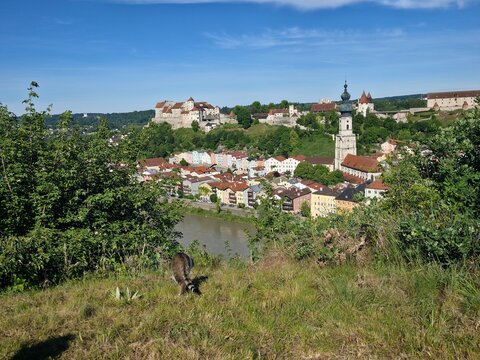 Burghausen Panorama Burg und Altstadt, Bayern, Deutschland
