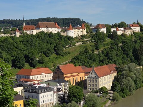 Burghausen Panorama Burg und Altstadt, Bayern, Deutschland