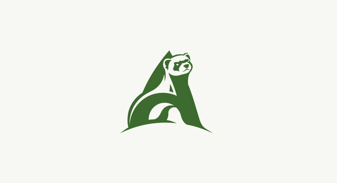 Green Ferret Logo Design with Letter A Integration.