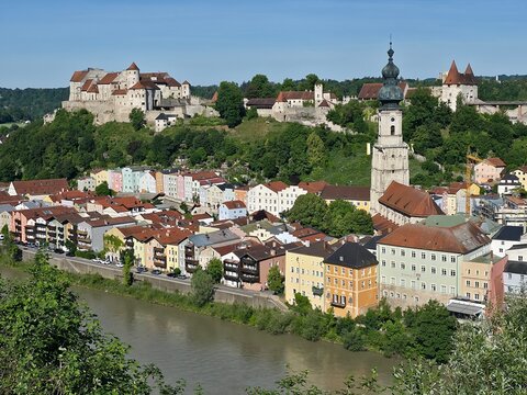 Burghausen Panorama Burg und Altstadt, Bayern, Deutschland
