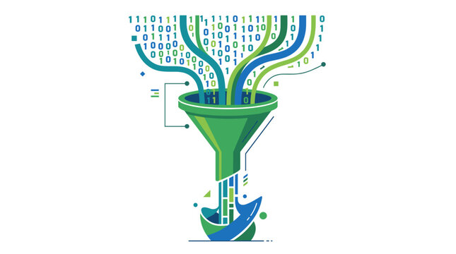 vector single flat concept illustration of binary data and digital technology with modern design