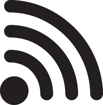 Black RSS feed and wireless signal communication symbol silhouette icon