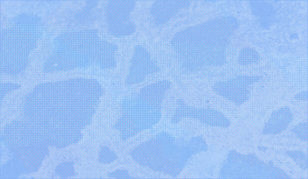 Risograph halftone blue background. Soft riso overlay gradient texture, analog print grain surface. Abstract  texture surface resembling aerial top view of agricultural fields in winter. Vector.