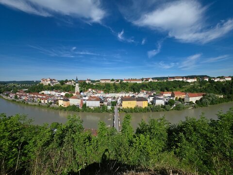 Burghausen Panorama Burg und Altstadt, Bayern, Deutschland