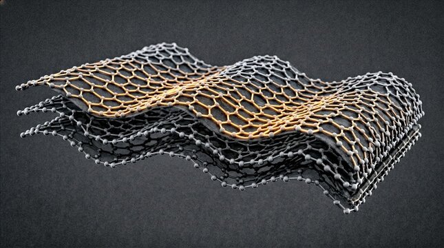 Carbon Nanotube Atomic Lattice Close-Up, Nanotube Wall 3D Render
