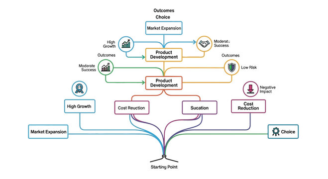 Business Strategy, Mind Map, Flowchart, Infographic Elements, Vector Icons