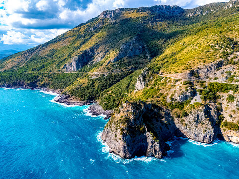 The coastline near the Midnight Beach, Campania, Italy