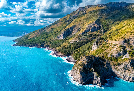 The coastline near the Midnight Beach, Campania, Italy