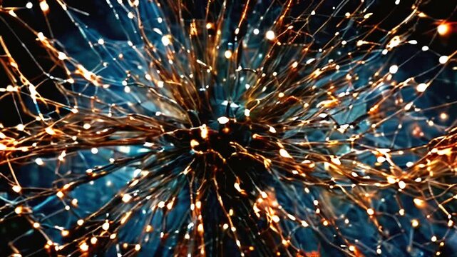 Flickering lights in a spinning neural network,graphical displays for electronics and scientific research.