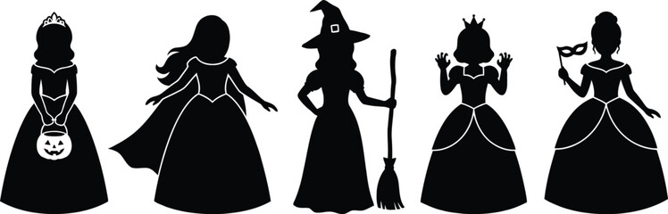Halloween princesses and witch vector characters © RUMA AKTHER