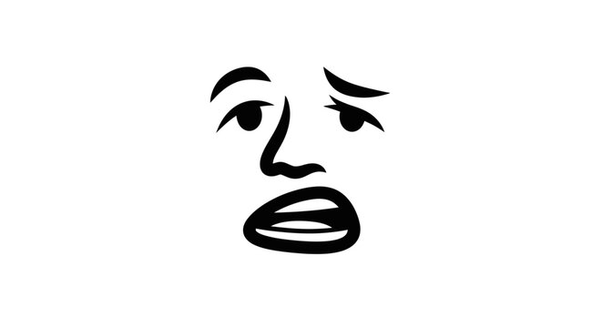 Angry face expression with frown.