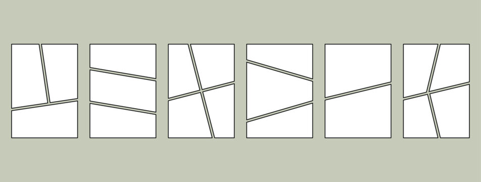 blank of comics book page. photo collage frames template. grid manga comic storyboard layout panel blank template. Manga collage blank 