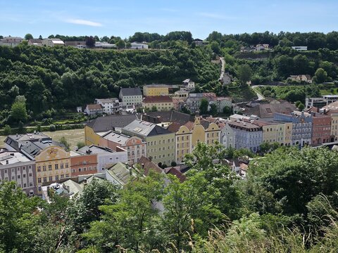 Burghausen Panorama Burg und Altstadt, Bayern, Deutschland