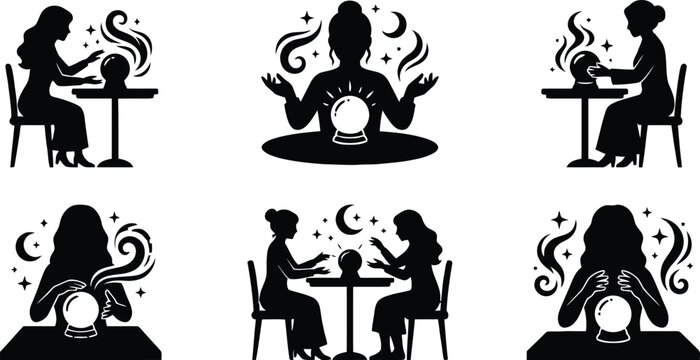 People practicing fortune telling with crystal balls