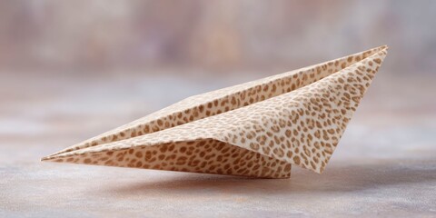 Obraz premium paper airplane made of leopard print, product photography, neutral background.