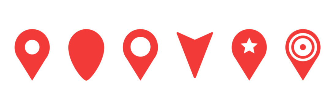 Location pin icon pack with GPS map markers navigation pointers destination symbols geolocation tags and tracking indicators
