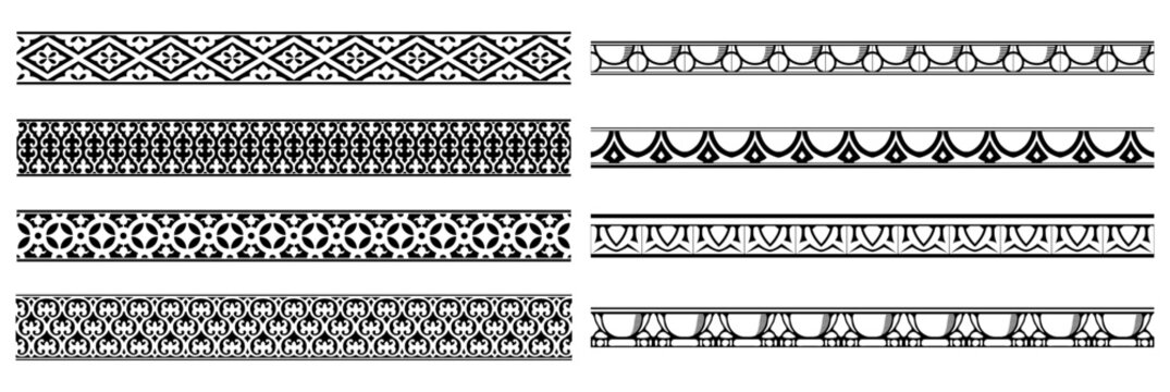 Decorative Repeating Border Pattern Heart Triangle Vector Set